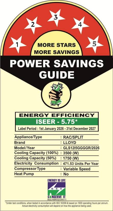 Lloyd 2026 Model 1 Ton 5 Star Split Inverter AC (GLS12I5GGGGR, White)-2