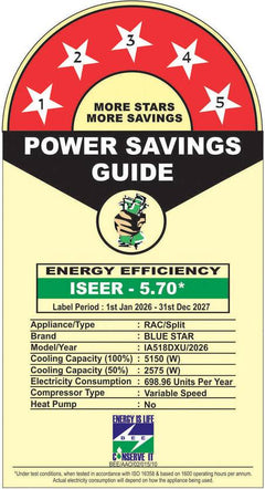 Blue Star 2026 Model 1.5 Ton 5 Star Split Inverter AC (IA518DXU, White)-3