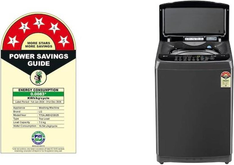 LG 7 kg Fully Automatic Top Load Washing Machine Black (T70AJMB1Z)-3