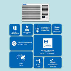 Blue Star 1.5 Ton 3 Star Fixed Speed Window AC (2026 Model, Copper Condenser, WFA318GXU)-5