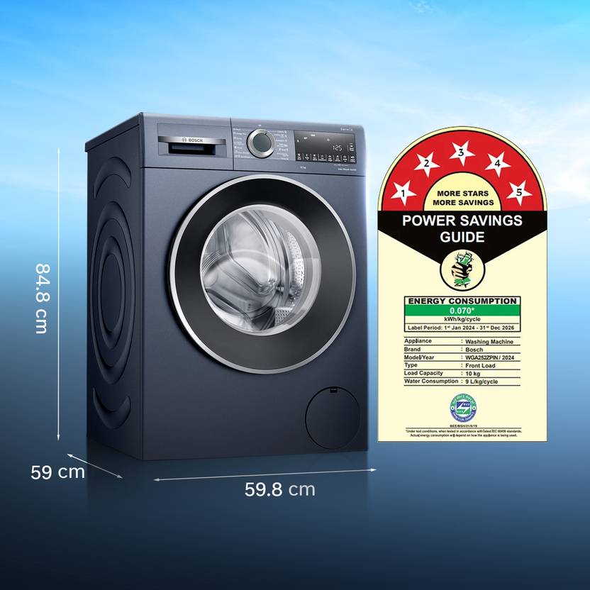 Bosch 10 kg Fully Automatic Front Load Washing Machine Black, Grey (WGA252ZPIN)-3