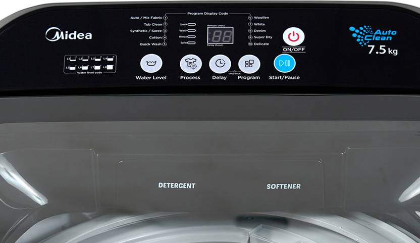 Midea 7.5 kg Fully Automatic Top Load Washing Machine Grey (MWMTL075FP1ENIG)-4
