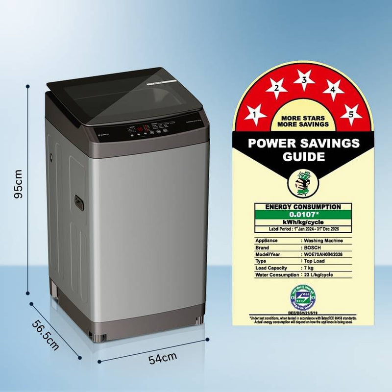 Bosch 7 kg Fully Automatic Top Load Washing Machine Grey (WOE70AH0IN)-2