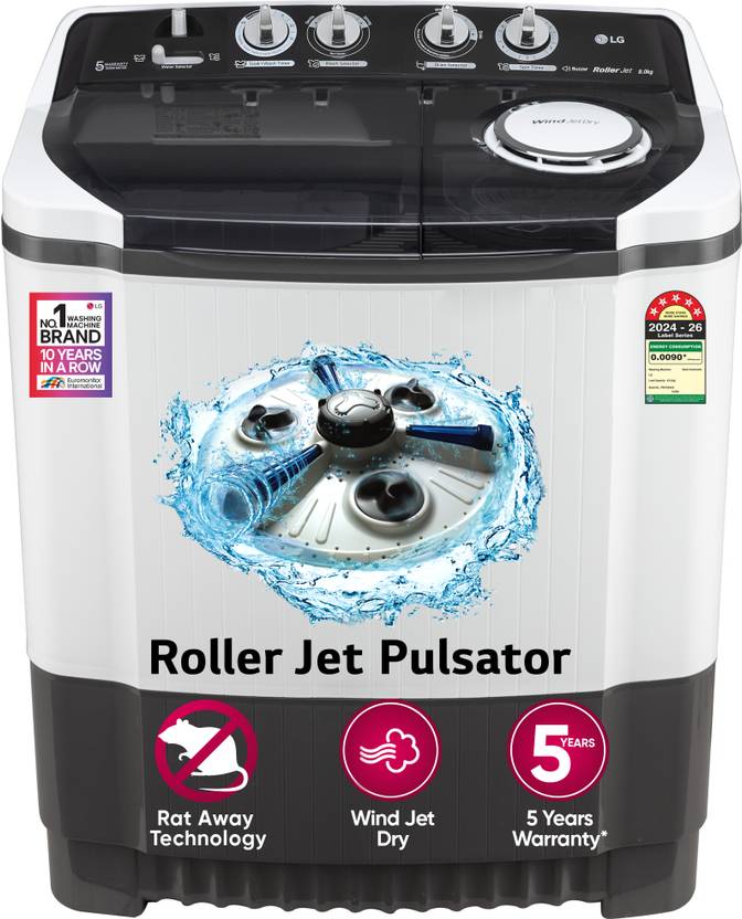 LG 8 kg Semi Automatic Top Load Washing Machine Grey, White (P8015SGAZ)-6