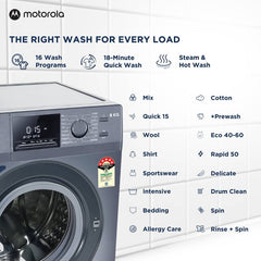 Motorola 8 kg with Steam Wash and Tru Smart Sensor Fully Automatic Front Load Washing Machine with In-built Heater Blue (MTFL805NHNJA)-4