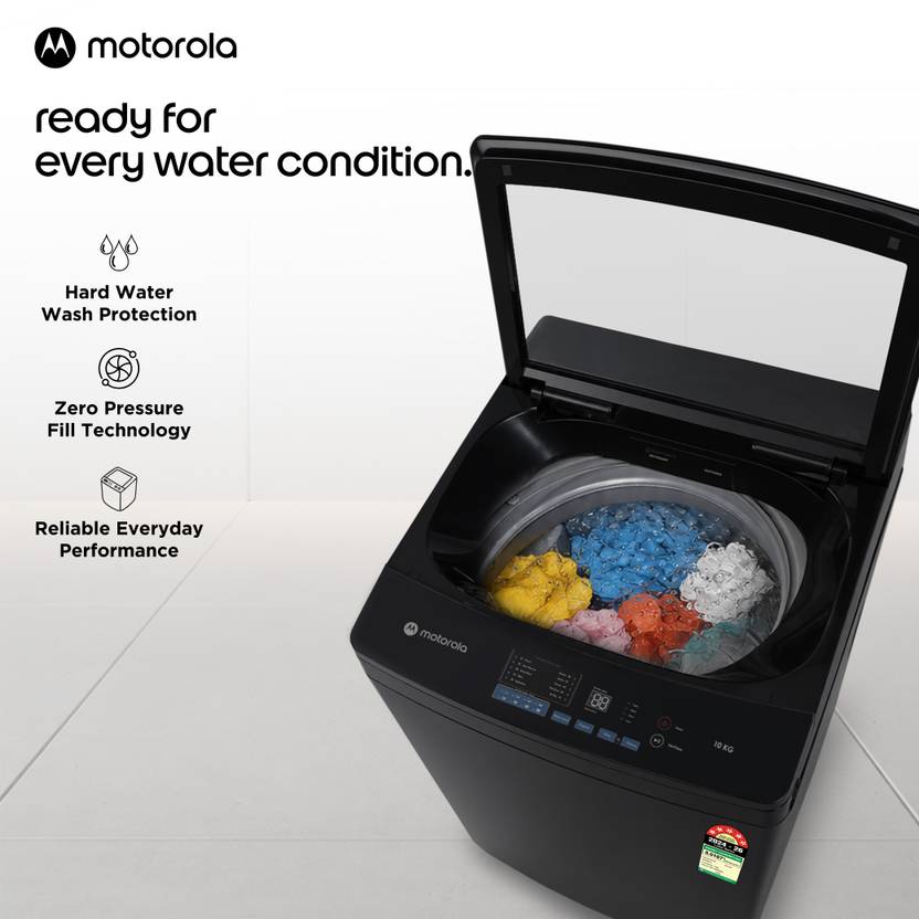 Motorola 10 kg with Smart Sensors & Hard Water Wash protection Fully Automatic Top Load Washing Machine Black (MTTL1005NNNDBL)-4