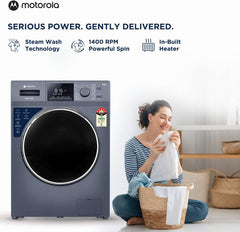 Motorola 8 kg with Steam Wash and Tru Smart Sensor Fully Automatic Front Load Washing Machine with In-built Heater Blue (MTFL805NHNJA)-2