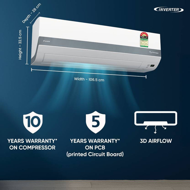 Daikin 2026 Model 1.71 Ton 5 Star Split Inverter with Wi-fi AC (FTKR60XV16MAA+RKR60XV16MAA, White)-3