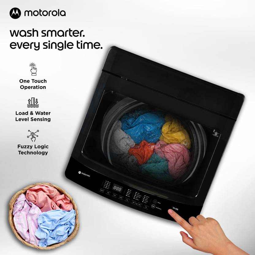 Motorola 14 kg with Magic Filter and Glass Lid Fully Automatic Top Load Washing Machine Black (MTTL1405NNNDBL)-3