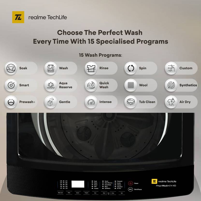 Realme TechLife 14 kg with Hard Water Wash Protection Fully Automatic Top Load Washing Machine Grey (RMTL1405NNNDGR)-4