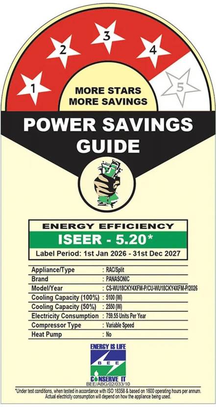 Panasonic 2027 Model 1.5 Ton 4 Star Split Inverter with Wi-fi AC (CS-WU18CKY4XFM-P + CU-WU18CKY4XFM-P, Grey)-3