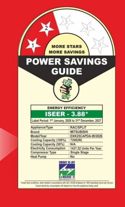 Mitsubishi 2026 Model 2.15 Ton 3 Star Split Fixed Speed AC (DXK25CAPDA-W, White)-3