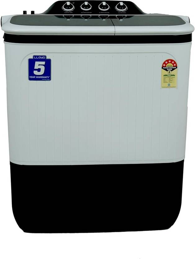 Lloyd 7.71 kg Semi Automatic Top Load Washing Machine Black, White (GLWS805ELDDG)-1