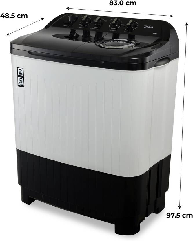 Midea 8 kg Semi Automatic Top Load Washing Machine Black, White (MWMSA080PDX(KW))-4