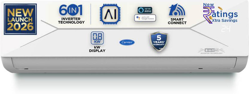 Carrier 2026 Model 1.5 Ton 3 Star Split Inverter with Wi-fi AC (18K ESTER EDGE GXi (Wi-Fi 2.0) INVERTER R32 SPLIT AC_CAI18EE3R36W1, White)-1