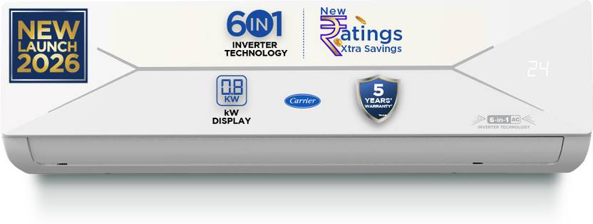 Carrier 2026 Model 1.5 Ton 3 Star Split AI Inverter Convertible 6-in-1 with Smart Energy Display, Insta Cool, Auto Defrost Clean and PM 2.5 Filter AC (CAI18EE3R36F0, White)-1