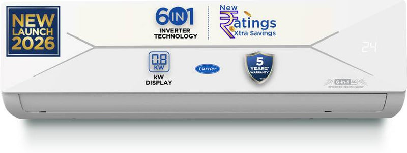 Carrier 2026 Model 1.5 Ton 3 Star Split AI Inverter Convertible 6-in-1 with Smart Energy Display, Insta Cool, Auto Defrost Clean and PM 2.5 Filter AC (CAI18EE3R36F0, White)-1