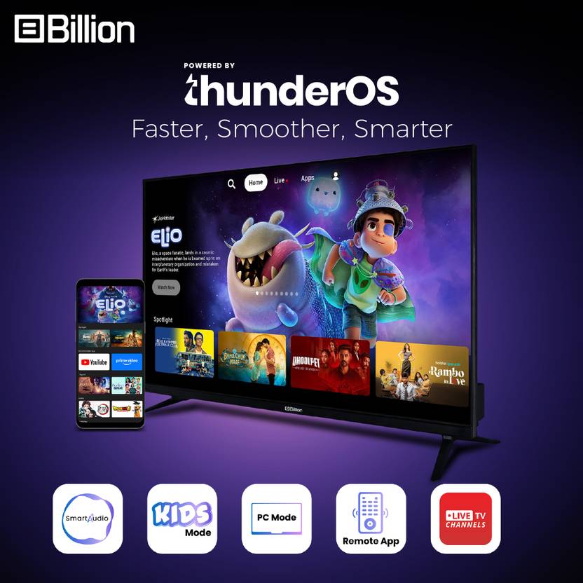Billion 80 cm (32 inch) QLED HD Ready Smart Android TV 2026 Edition with Thunder OS, Live TV, Netflix, 100+ Apps, 20W Speakers, 300 Nits Brightness, (32HDSQBWWTQ)-4