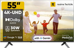 Realme TechLife 139 cm (55 inch) Ultra HD (4K) LED Smart Google TV with 5.0 OS, Dolby Audio, and 30 W downfiring speaker (55UHDGDRWSDB)-1