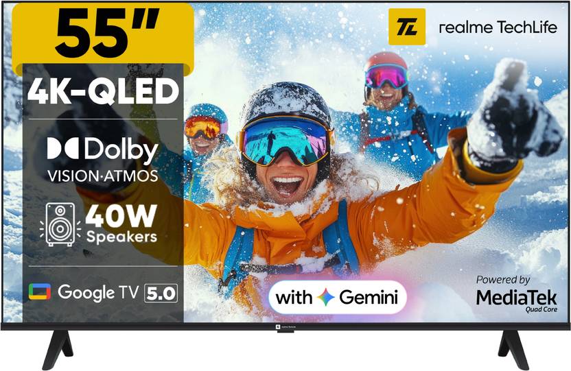 Realme TechLife 139 cm (55 inch) QLED Ultra HD (4K) Smart Google TV 2026 Edition (55UHDGQRASDQ)