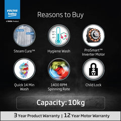 Voltas Beko 10 kg Fully Automatic Front Load Washing Machine with In-built Heater Grey (WFL1014B7JVBKA / AXV)-2
