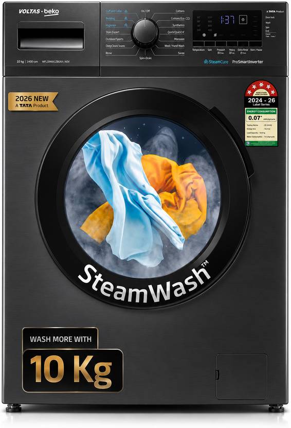Voltas Beko 10 kg Fully Automatic Front Load Washing Machine with In-built Heater Grey (WFL1014B7JVBKA / AXV)-1