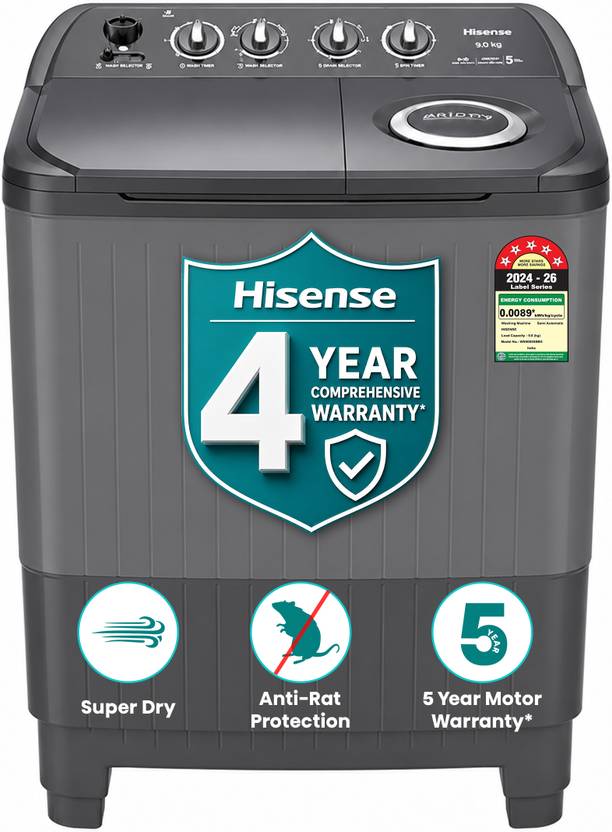 Hisense 9 kg Semi Automatic Top Load Washing Machine Black (WS9005SBB5)-1