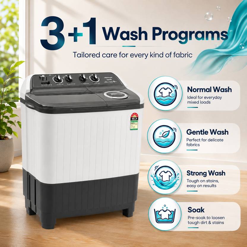 Hisense 8 kg Semi Automatic Top Load Washing Machine Grey (WS8005SDG5)-4