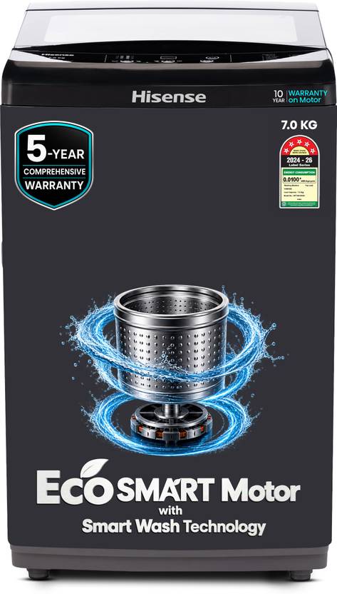 Hisense 7 kg Fully Automatic Top Load Washing Machine Black (WT7001NB05)-1