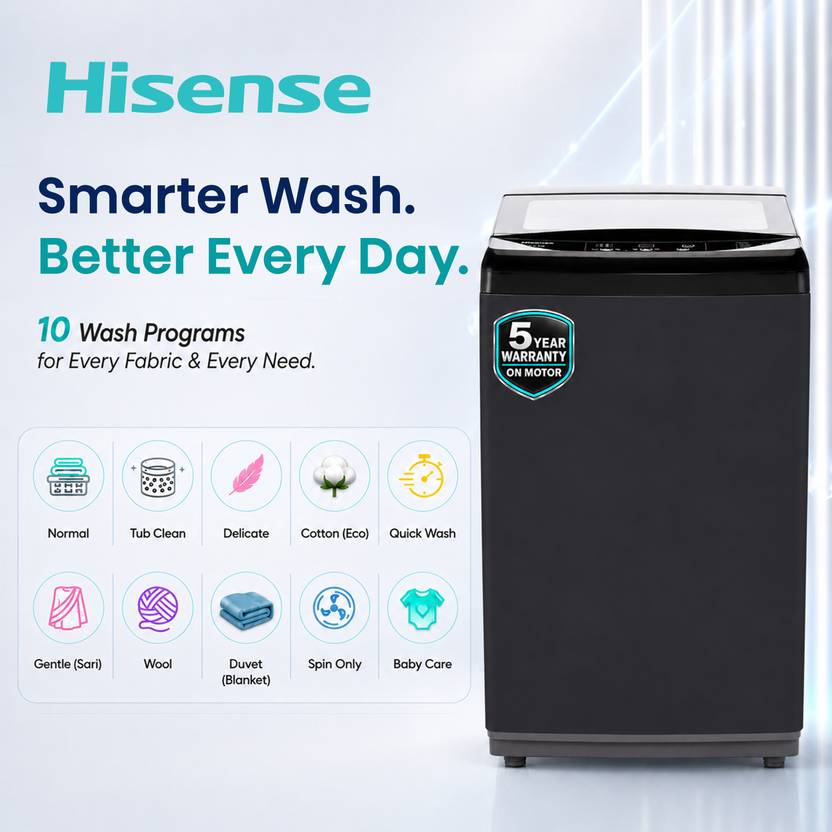 Hisense 7.5 kg Fully Automatic Top Load Washing Machine Black (WT7501NB05)-4