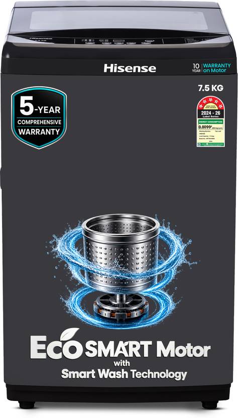 Hisense 7.5 kg Fully Automatic Top Load Washing Machine Black (WT7501NB05)-1