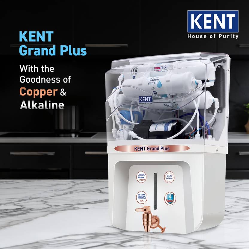 Kent Grand Plus Alkaline + Copper 9 L RO + UV + UF + Copper + Alkaline + TDS Control Water Purifier ISI Marked Auto Flush Feature9L Tank20 LP/Hr-6