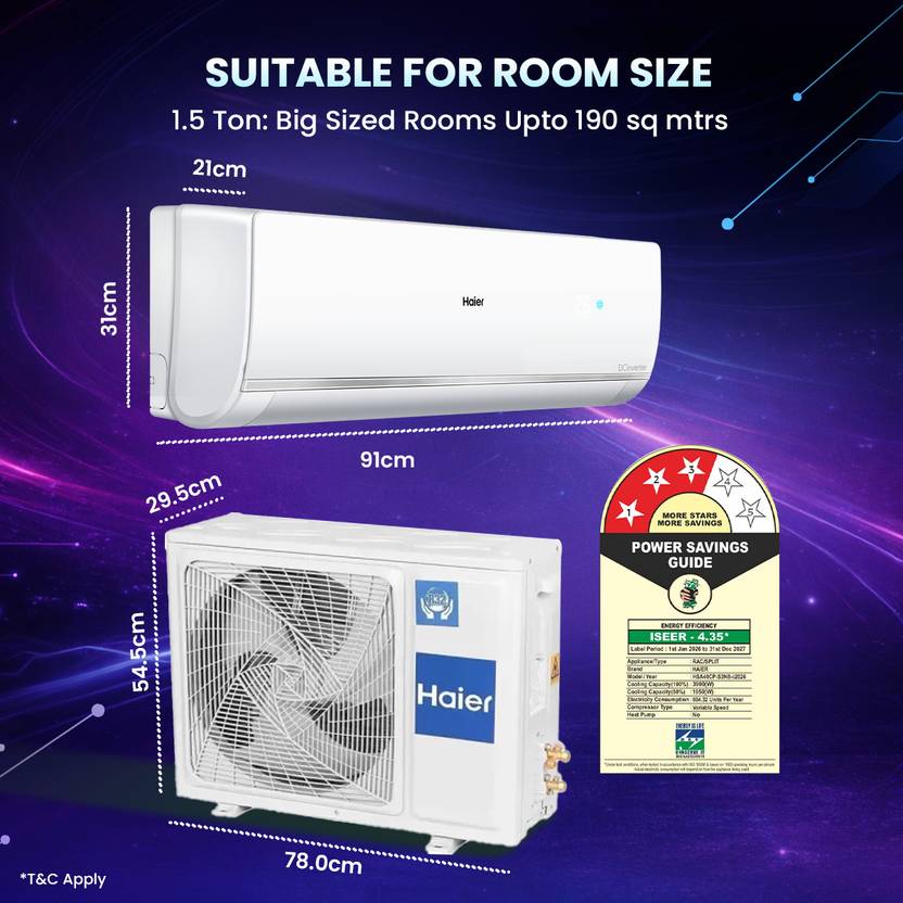 Haier 2026 Model 1.2 Ton 3 Star Split Inverter AC (HSA40CP-S3NB-I + HS ...