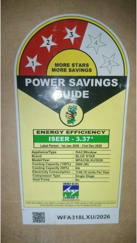 Blue Star 2022 Model 1.5 Ton 5 Star Window Fixed Speed AC (WFA318LXU, White)-3