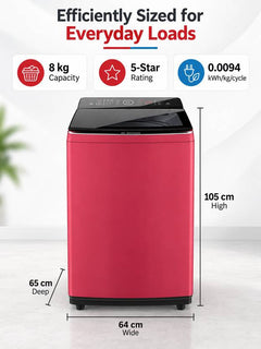 Bosch 8 kg Fully Automatic Top Load Washing Machine Black, Red (WOE802F7IN)-3