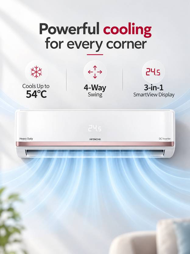 Hitachi Sumo 3700XXL Convertible 2 Ton 3 Star Inverter Split Smart AC with Octa Sensor (Copper Condenser, RAS.Y324PCDISL)-3