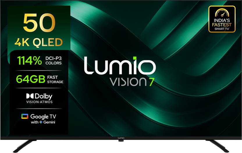Lumio Vision 7 II 126 cm (50 inch) QLED Ultra HD (4K) Smart Google TV 2026 Edition with Gemini, Upto 400 Nits Brightness, HDR, Dolby Vision + Atmos (FTW2-ADSK)-1