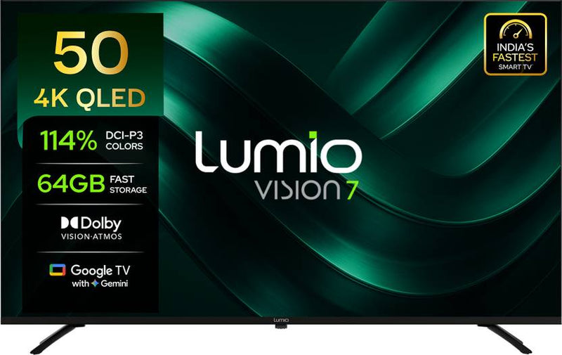 Lumio Vision 7 II 126 cm (50 inch) QLED Ultra HD (4K) Smart Google TV 2026 Edition with Gemini, Upto 400 Nits Brightness, HDR, Dolby Vision + Atmos (FTW2-ADSK)-1