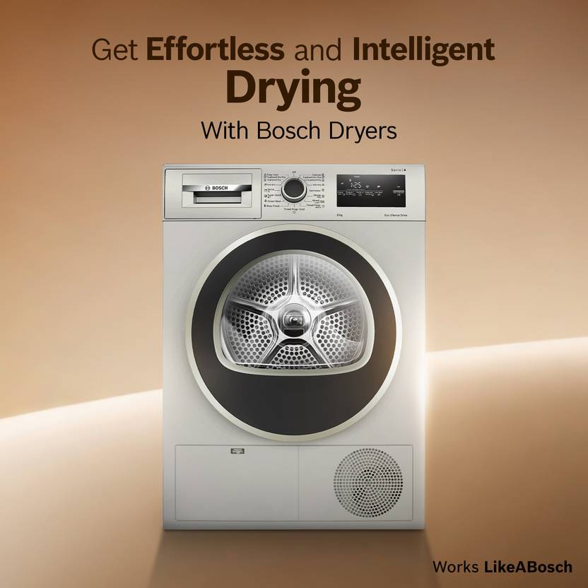 Bosch 8 kg Dryer with In-built Heater Silver (WTN86202IN)-2