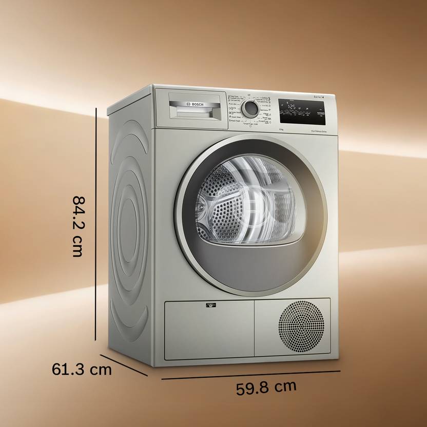 Bosch 8 kg Dryer with In-built Heater Silver (WTN86202IN)-3