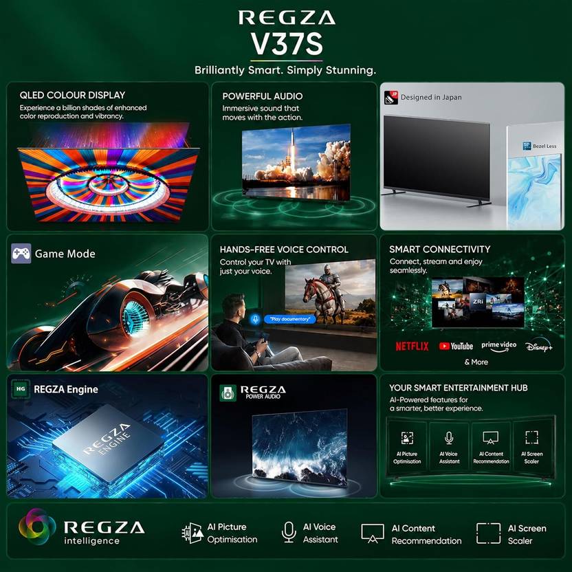 Toshiba V37SP 126 cm (50 inch) QLED Full HD Smart VIDAA TV 2026 Edition with QLED Color, REGZA Engine, REGZA Intelligence+, Game Mode, REGZA (50V37SP)-2