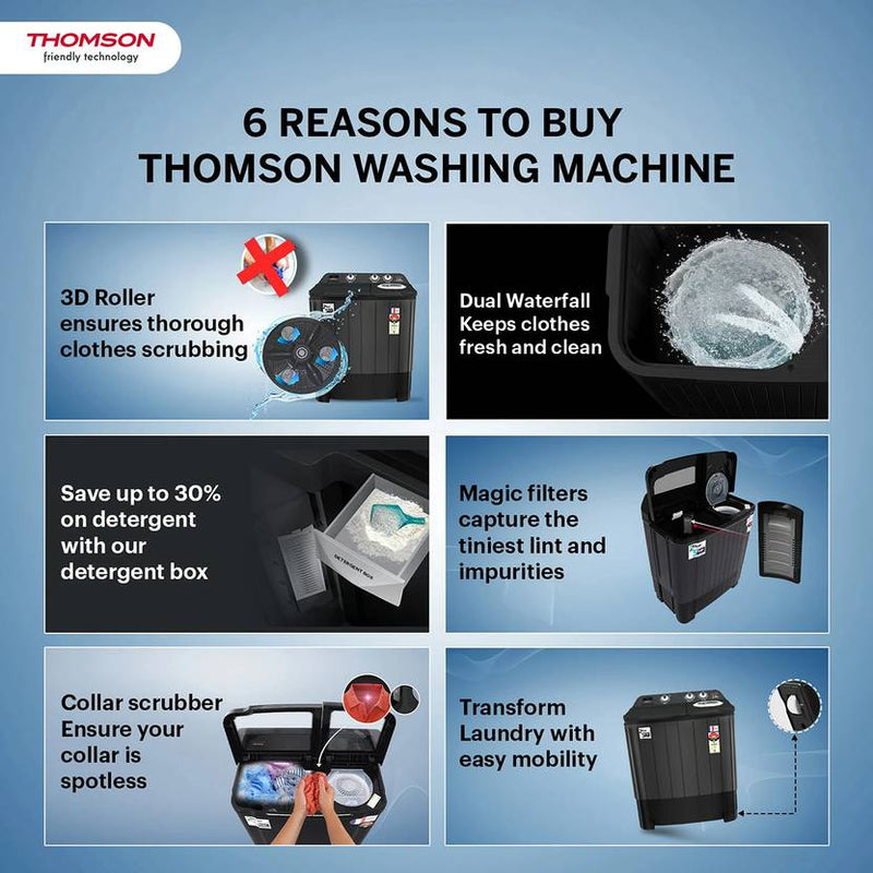 Thomson 10 kg 5 Star Aqua Magic with Double Waterfall, Detergent Box, 3D Rollers Technology, Magic Filter, Collar Scrubber, Turbo Dry Technology, (TSA1000SP)-2
