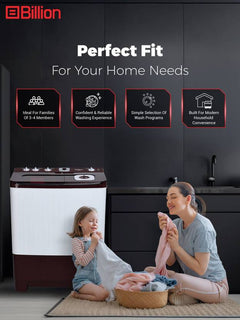 Billion 10 kg Semi Automatic Top Load Washing Machine Maroon, White (BNSA1005NNNKM)-4