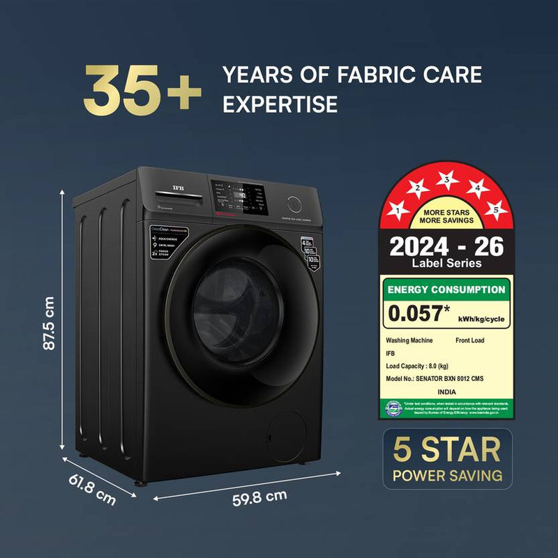 IFB 8 kg with 9 Swirl Wash, 2x Power Steam, 30 Min Steam Refresh Program, Eco Inverter Motor, WiFi Enabled, DeepClean Powered by Ai Fully Automatic (SENATOR BXN 8012/SENATOR BXN 8012 CMS)-2