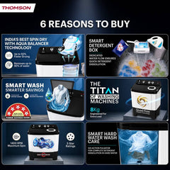 Thomson 8 kg 5 Star Aqua Magic with Double Waterfall, Detergent Box, 3D Rollers Technology, Magic Filter, Collar Scrubber, Turbo Dry Technology, Semi (TSA8000SP)-2