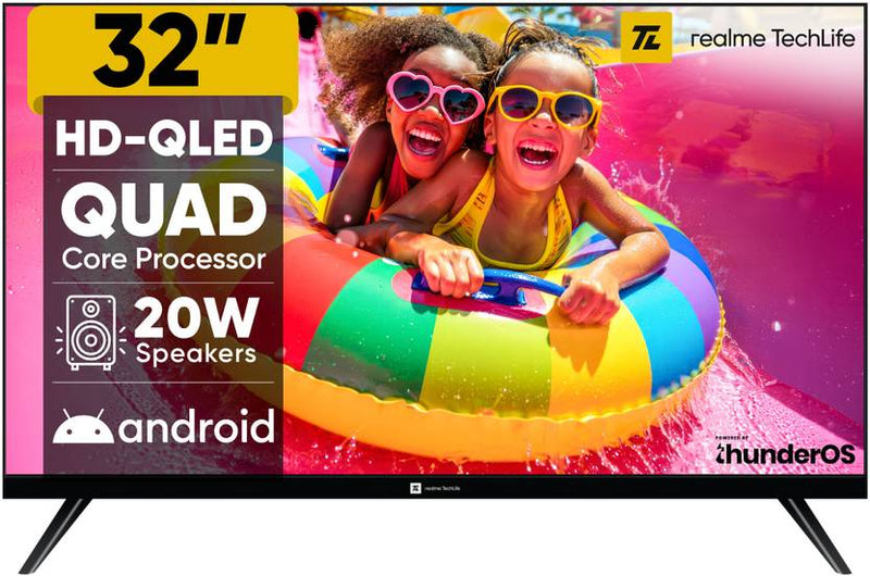 Realme TechLife 80 cm (32 inch) QLED HD Ready Smart Android TV 2025 Edition (32HDSQRAWTQ)-1
