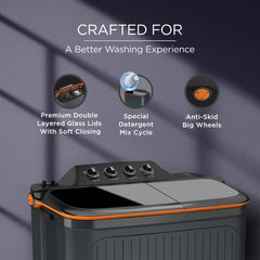 Lloyd 8 kg Semi Automatic Top Load Washing Machine Grey, Orange (GLWMS80AEL)-4