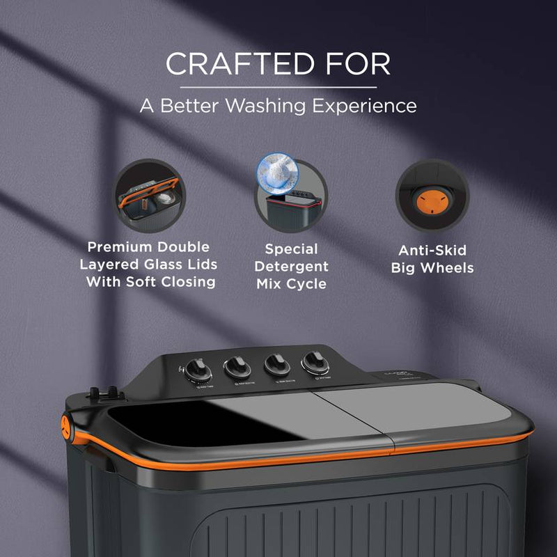Lloyd 8 kg Semi Automatic Top Load Washing Machine Grey, Orange (GLWMS80AEL)-4