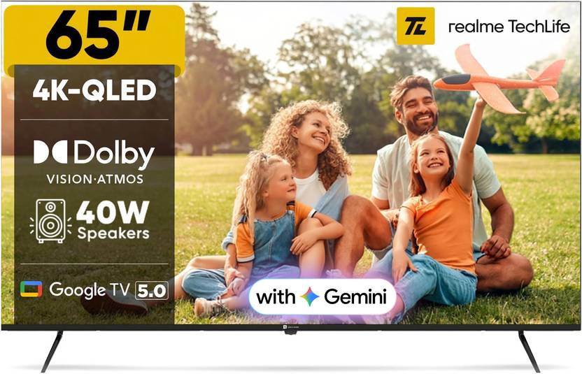 Realme TechLife 164 cm (65 inch) QLED Ultra HD (4K) Smart Google TV (65UHDGQRDDVQ)