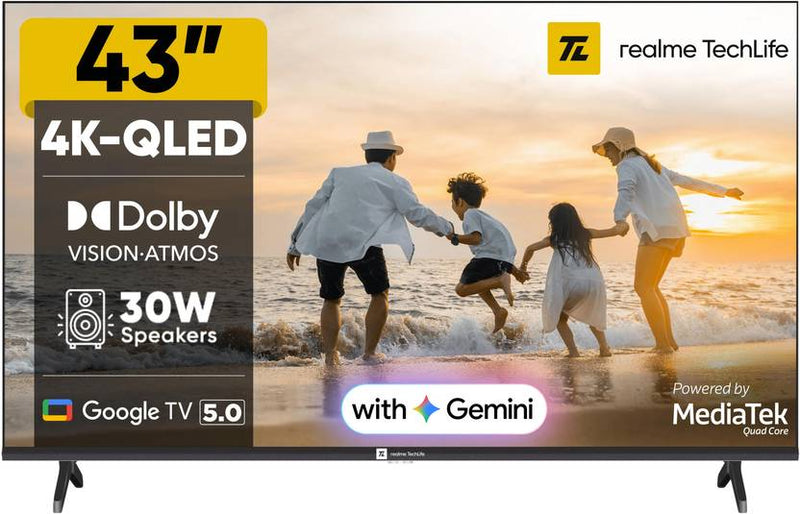 Realme TechLife 109 cm (43 inch) QLED Ultra HD (4K) Smart Google TV 2026 Edition (43UHDGQRVHSQ)-1